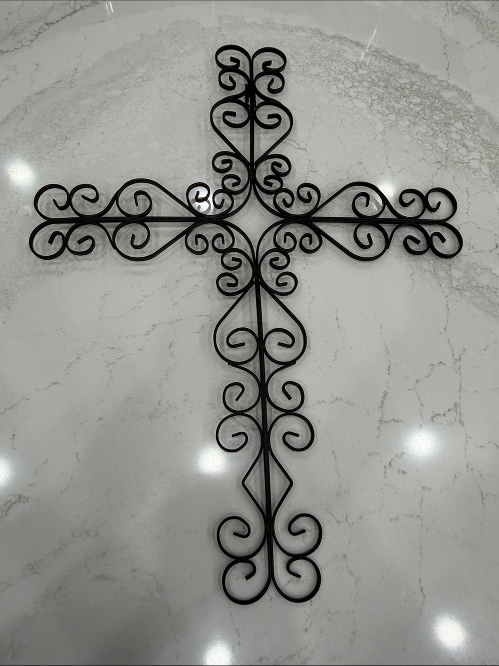 Decorative Metal Scroll Cross - Black At Home America